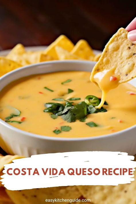 Learn how to make delicious Costa Vida Queso. Get step-by-step instructions for making this amazing meal to wow your family and friends! Costa Vida Queso Recipe, Copycat Costa Vida, Queso Recipe Easy, Cheesy Queso Dip, Cheddar Cheese Dip, Velveeta Queso, Vinaigrette Dressing Recipe, Cafe Rio, Restaurant Copycat