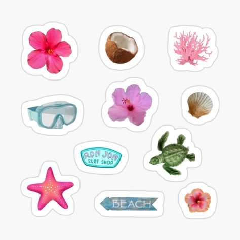 Get my art printed on awesome products. Support me at Redbubble #RBandME: https://www.redbubble.com/i/sticker/Beach-summer-coconut-girl-sticker-pack-set-by-ElixerStudios/160587832.EJUG5?asc=u Printable Stickers Preppy, Sun Aesthetic Sticker, Beach Scrapbook Stickers, Cute Ideas For Stickers, Preppy Summer Stickers, Stickers Printable Animals, Beach Stickers Instagram, Beach Aesthetic Stickers, Cute Beach Stickers