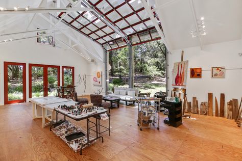 Garage Art Studio, Dream Art Studio, Modern Shed, Studio Workspace, Art Studio Space, Art Studio Design, Art Studio Ideas, Artist Studios, Country Retreat