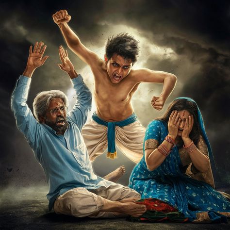 A powerful and intense scene of an Indian son aggressively thrashing his father and mother, who are both on the ground. The father has his arms raised defensively, while the mother has her hands covering her face in shock. The son's expression is a mix of anger and frustration, with veins bulging on his forehead. The background is dark and ominous, with a storm brewing outside, reflecting the turmoil within the family. Son should be disciplined as early as possible. R Madhavan Son, Indian Mother Illustration, Indian Mother Son Photography, Father And Son Images Hd, Nepali Mother Photo, Actor Photo, Anger, Affiliate Marketing, The Outsiders