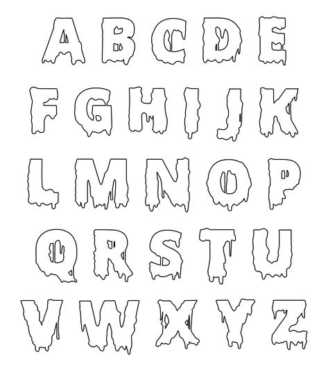 Halloween Letter Stencils Printable Ghost Font Alphabet, Halloween Lettering Fonts, Halloween Letters Alphabet, Alphabet Stencils Printables Free, Halloween Letters Printable, Cool Ways To Write Letters, Monster Alphabet Letters, Halloween Desenhos, Letras Halloween