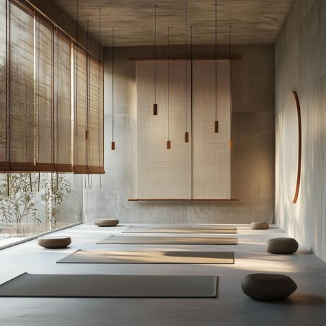 “Japandi style isn’t just seen, it’s felt; it promotes an interior calm as much as it does interior beauty.” A serene, minimalistic yoga studio that embodies the essence of Japandi design, blending Japanese and Scandinavian aesthetics. The space is characterised by its use of natural materials, particularly light wood and bamboo, creating a calming atmosphere with an earthy, neutral colour palette. The design emphasises simplicity, with hanging screens and panels that divide the room subtly,... Japandi Design, Calming Atmosphere, Japandi Style, Nail Shop, Neutral Colour Palette, Light Wood, Yoga Studio, Colour Palette, Natural Materials