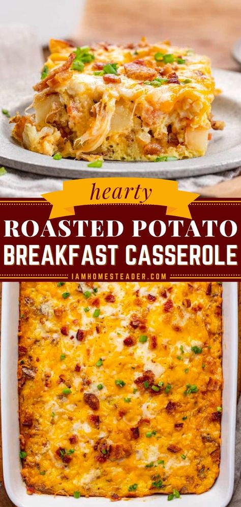 Breakfast Baked Potatoes, Potato Egg Casserole, Potato Breakfast Casserole, Potato And Egg Breakfast, Bacon Potato Casserole, Roasted Breakfast Potatoes, Baked Breakfast Casserole, Potato Breakfast Recipes, Breakfast Potato Casserole