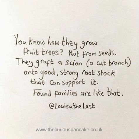 I ADORE this quote by @LouisatheLast I am lucky to have a wonderful family on my other half's side, and a great bunch of friends. It helps when things with blood-relations flare up. Big love to everyone who relies on their found families. #foundfamilies #bloodisnotalwaysthicker Family Not Blood Quotes, Quotes About Found Family, Found Family Quotes, Bloods Quote, Found Family, I Am Lucky, Growing Pains, Lovely Quotes, My Other Half