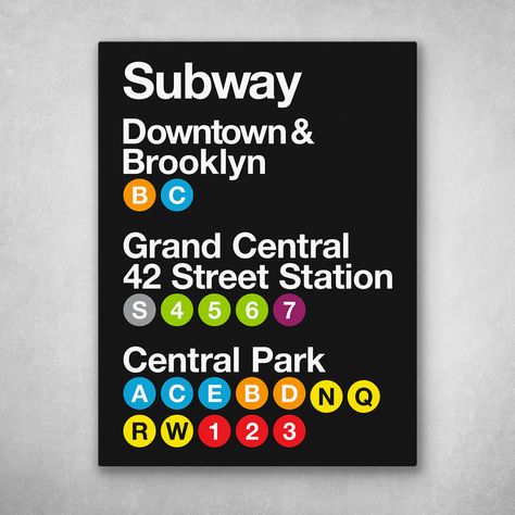 NYC Subway Stations sign pop art urban wall art on gallery wrapped canvas. New York Subway Signs, Subway Decoration, Subway Signage, Subway Map Design, Nyc Subway Station, Downtown Design, Nyc Subway Art, Subway Design, Subway Signs