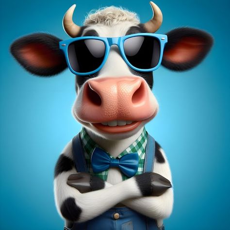 Funny cow with sunglasses in front of bl... | Premium Photo #Freepik #photo #vache #cow-cartoon #cartoon-cow #cow-clip-art Cow With Sunglasses, Blue Studio Background, Cow Logo, Cow Photos, Photo Funny, Funny Cow, Cow Pictures, Cartoon Cow, Beach Background Images