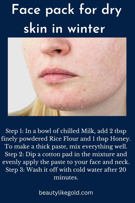 DIY Facepack for dry skin in winters. Dry Face Remedy, Face Packs For Glowing Skin, Dry Patchy Skin, Face Pack At Home, Dry Skin In Winter, Dry Face Mask, Glowing Skin At Home, Natural Face Pack, Homemade Face Pack