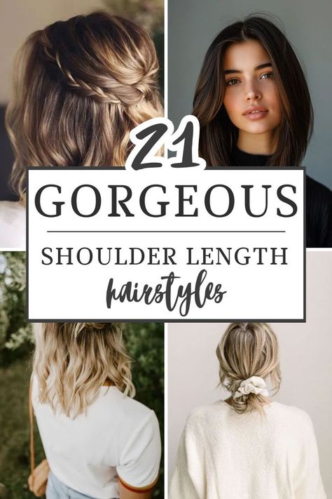 Shoulderlength hairstyles that are perfect for... Medium Hairstyles For Bridesmaids, Fancy Hairstyles Medium Hair, Easy Styles For Medium Length Hair, Cute Hairstyles For Layered Hair Medium, Styles For Shoulder Length Curly Hair, Wedding Hairstyle Shoulder Length Hair, Hairstyle Medium Length Wedding, What To Do With Shoulder Length Hair, Half Up Hairstyles For Shoulder Length Hair