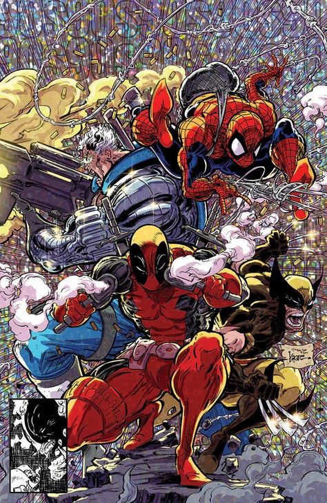 Deadpool, Spider-Man, Cabel, Wolverine Deadpool Poster, Comic Script, Marvel Comics Deadpool, Back In Business, Deadpool Comic, Wade Wilson, Comic Poster, Spiderman Comic, Marvel Comics Art