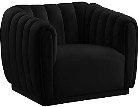 Meridian Furniture 674Black-C Dixie Collection Modern | Contemporary Velvet Upholstered Chair with Deep Channel Tufting, 42" W x 37" D x 32.5" H, Black Black Velvet Chair, Classy Furniture, Wood Rocking Chair, Brown Chair, Contemporary Chairs, Black Chair, Meridian Furniture, Velvet Chair, Modway Furniture