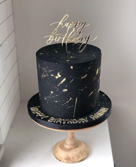 Cakes 21st Birthday, Black Bday Cake, Black And Gold Birthday Cake, Black Birthday Cake, Black And Gold Birthday, Black And Gold Cake, Modern Birthday Cakes, Cake For Boyfriend, Gold Birthday Cake