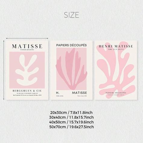 Set Of 3 Pink Matisse Abstract Leaf Wall Art Canvas Printings, Rouge Pink Matisse, Henri Matisse Printed Bedroom Poster, Pink Wall Art Lady, Pink Home Decor, Abstract Art Matisse Print, Pink Living Room Decoration, Pink Wall Art Aesthetics, Unframed | SHEIN USA Pink Matisse, Matisse Abstract, Art Matisse, Art Aesthetics, Poster Pink, Matisse Print, Abstract Leaf, Pink Living Room, Old Room