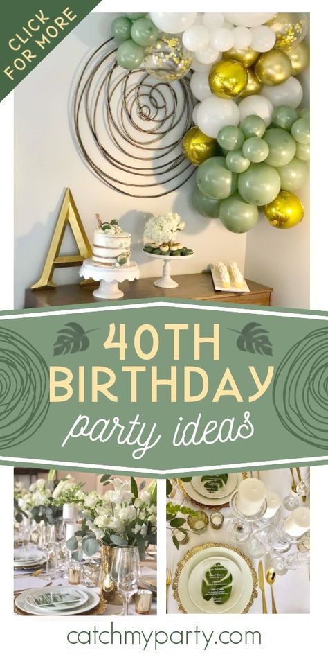 Table Decor For 40th Birthday Party, 40 Years Birthday Party Ideas, Table Decorations 40th Birthday Party, 40 Birthday Table Decorations, 40th Birthday Color Schemes, 40th Birthday Party Ideas For Women Centerpieces Table Decorations, Green 40th Birthday Party, 40th Birthday Table Setting Ideas, Summer 40th Birthday Party Ideas