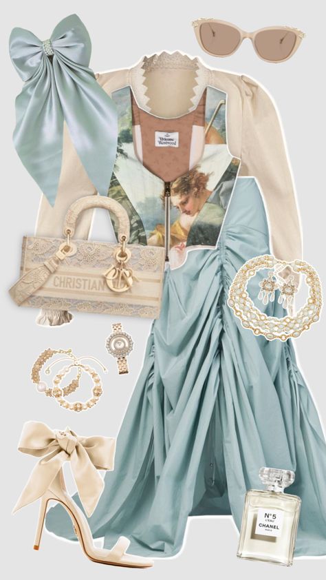 #outfitinspo #outfit #outfitideas #coquette #cottagecore #bridgerton #europeansummer #europe #princess #queen #fancy #elegant #chic #modern #vintage #vintageaesthetic #cute #fashion #fashioninspo #ivory #blue #trending #fyp Princess Aesthetic Outfits, Cottagecore Outfit Ideas, Coquette Cottagecore, Outfit Ideas Vintage, Meeting Outfit, Rococo Fashion, Interesting Outfits, Preformance Outfits, Kawaii Fashion Outfits