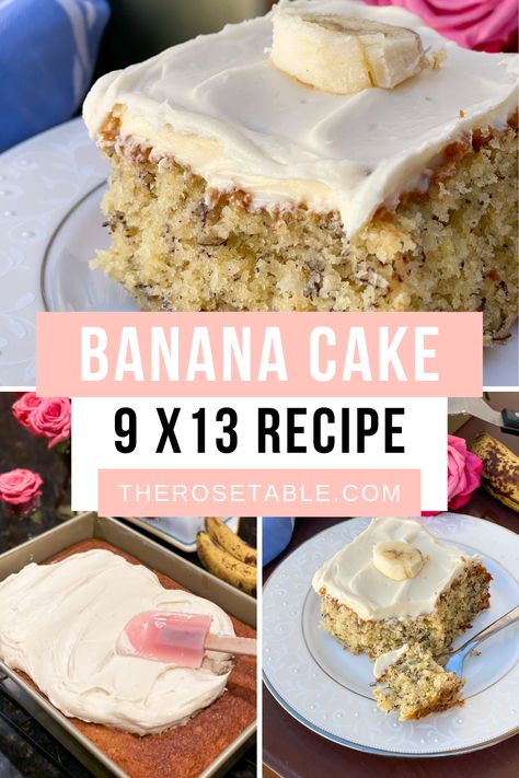 The most delicious banana cake with cream cheese frosting! Frosted Banana Cake, Betty Crocker Banana Cake, Southern Banana Cake, Simple Banana Cake Recipe, Banana Bread Cake With Cream Cheese, Banana Cake With Box Cake, Banana Cake Cream Cheese Frosting, Simple Banana Cake Recipe Easy, Banana Dump Cake Recipes