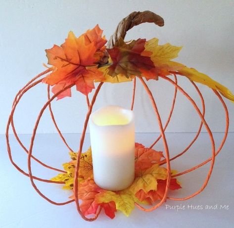 Wire Pumpkin Centerpiece, Best Fall Crafts, Wire Pumpkin, Pumpkin Wreath Diy, Monster Wreath, Fall Crafts For Adults, Easy Fall Wreaths, Crafts Fall, Pumpkin Centerpiece