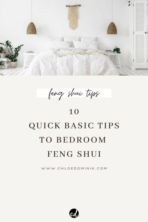 10 Quick Basic Tips To Good Bedroom Feng Shui: The art of Feng Shui provides a lot of good practical tips for home design and thoughts about how we should plan out the furniture. It can be get a bit complicated but here are some basic feng shui ideas to keep in mind for the bedroom that you may find helpful! For design reasons and your personal well being @chloedominik #fengshui #bedroomfengshui #bedroomfengshuiideas #bedroomfengshuitips #fengshuibasicrules #simplefengshuitips Feng Shui Living Room Layout, Feng Shui Bedroom Layout, Feng Shui Home Office, Bedroom Feng Shui, Feng Shui Your Bedroom, Feng Shui Interior, Feng Shui Living Room, Feng Shui Principles, Feng Shui Bedroom