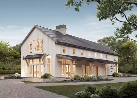 Barndominium Plans: Barndominium Floor Plans & House Plans All White Barndominium, Luxury Barndominium Floor Plans, Barnodium Floor Plans, Gambrel Barndominium, Barndominium Colors, White Barndominium Exterior, Large Barndominium Floor Plans, Barndominium Pictures, Affordable Barndominium