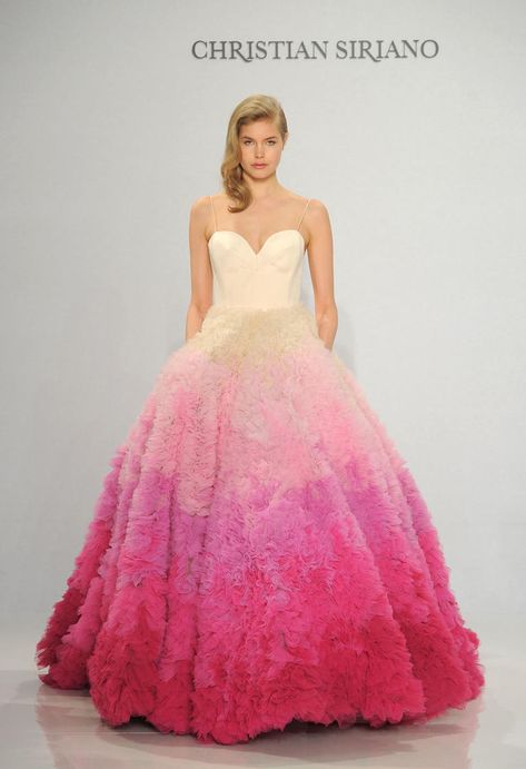 Pink ombre ballgown | Christian Siriano Spring 2017 | https://www.theknot.com/content/christian-siriano-wedding-dresses-bridal-fashion-week-spring-2017 Ombre Wedding Dress, Pink Evening Gowns, Spring Wedding Dress, Pink Evening Dress, Kleinfeld Bridal, Bridal Fashion Week, Wedding Dress Trends, New Wedding Dresses, Christian Siriano