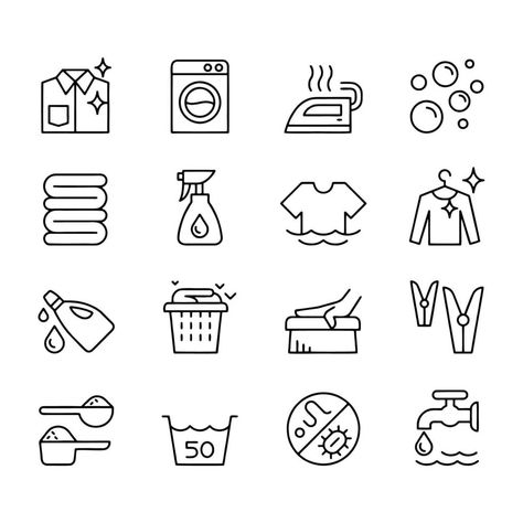 Laundry Icons Symbols, Laundry Symbols Printable, Laundry Care Symbols, Laundry Delivery, Cleaning Icons, Laundry Icons, Laundry Labels, Laundry Humor, Laundry Symbols