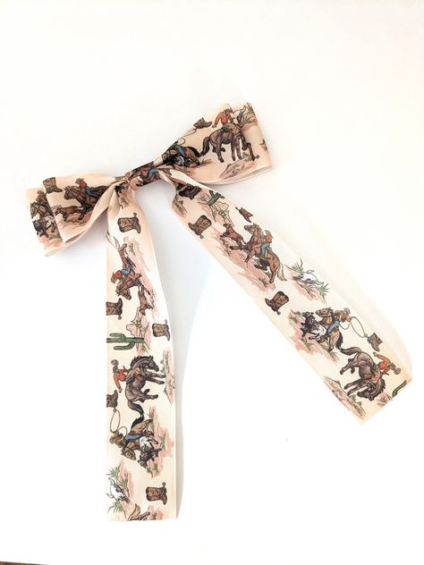 READY TO SHIP | Western Hair Bow | Cowboy Hair Bow Long Bow | Women's Bow | Gifts For Her | Cowboy Cowgirl Bow | Hair Bows For Girls | Rodeo Western Hair Bows, Cowboy Hair, Cowgirl Hair, Timeless Hair, Western Hair, Hair Bows For Girls, Cowgirl Accessories, Long Bow, Cowgirl Gifts