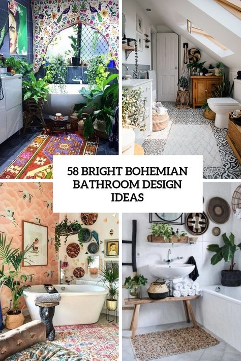 58 Bright Bohemian Bathroom Design Ideas - DigsDigs Boho Chic Bathroom Ideas, Bathroom Inspiration Bohemian, Bohemian Bathroom Design, Colorful Boho Bathroom, Bohemian Bathroom Ideas, Colorful Bathrooms, Bathroom Decor Pictures, Boho Bathroom Ideas, Bohemian Bathroom