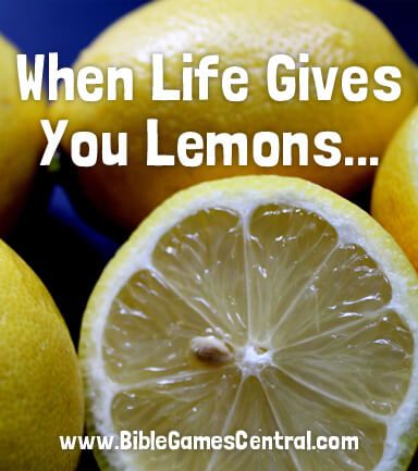 Life Gives You Lemons, Lemon Games, When Life Gives You Lemons, Lemon Game, Bible Charades, Womens Retreat Themes, Youth Bible Lessons, Bunco Food, Women Conference