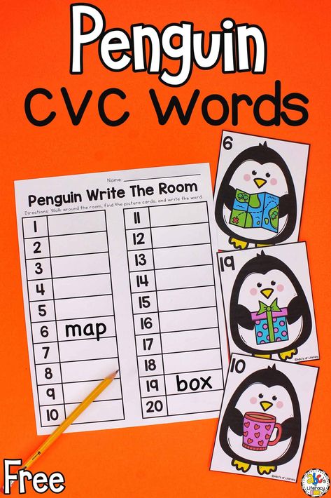 Valentine Literacy Activities For Kindergarten, Winter Cvc Words Kindergarten, Christmas Cvc Words Free, Valentine Cvc Words Free, January In Kindergarten, Christmas Cvc Words, Winter Write The Room Kindergarten Free, January Literacy Centers Kindergarten, Free Cvc Word Activities