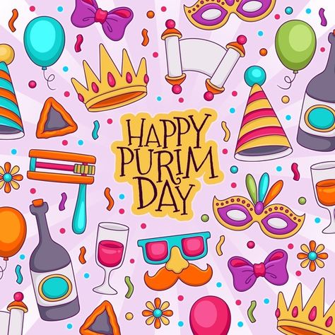 Hand drawn happy purim day Happy Purim Images, Purim Festival, Goodies Ideas, Purim Ideas, Mishloach Manot, Jewish Stuff, Happy Purim, Jewish People, Baby Scrapbook