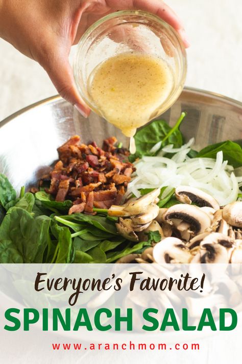 Spinach Salad Recipes Easy, Best Spinach Salad, Spinach Salad Dressing, Simple Spinach Salad, Spinach And Bacon, Salad Spinach, Spinach And Mushroom, Spinach Mushroom, Spinach Salad Recipes