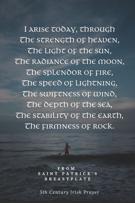 A man by the sea with a text overlay Prayer For Good Luck, St Patrick Quotes, St Patrick Prayer, Patrick Quotes, Irish Prayer, Irish Catholic, Belief In God, Beautiful Prayers, Irish Blessing