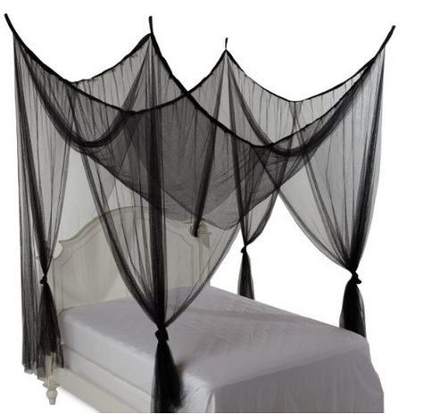 Goth Beds, Creepy Furniture, 4 Post Bed, Beautiful Bedroom Set, Double King Size Bed, Gothic Bed, Goth Bedroom, Gothic Room, Black Bed Frame