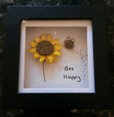 Pebble Pictures, Pebble Stone, Bee Happy, Black Box, Pebble Art, Picture Display, Box Frames, Bumble Bee, Art Pictures