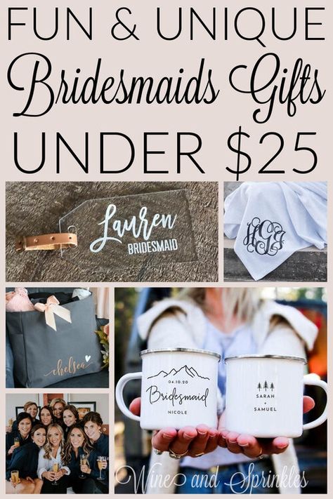 Unique Bridesmaid Gifts, Bridesmaid Gifts From Bride, Bridesmaid Proposal Diy, Best Bridesmaid Gifts, Bridesmaid Diy, Bridesmaid Gifts Unique, Bridesmaid Proposals, Gifts Under 25, Unique Bridesmaid