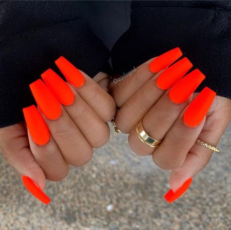 Neon Nail Colors, Fluorescent Nails, Neon Orange Nails, Orange Acrylic Nails, Neon Nail Designs, Orange Nail, Bright Nails, Designs Nail, Summer Acrylic Nails