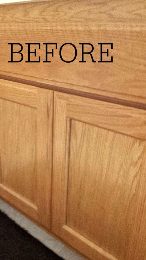 Staining Oak Cabinets, Oak Bathroom Cabinets, Bathroom Cabinet Makeover, Cabinet Makeover Diy, Diy Kitchen Cabinets Makeover, Stained Kitchen Cabinets, Honey Oak Cabinets, Bathroom Cabinets Diy, Redo Cabinets