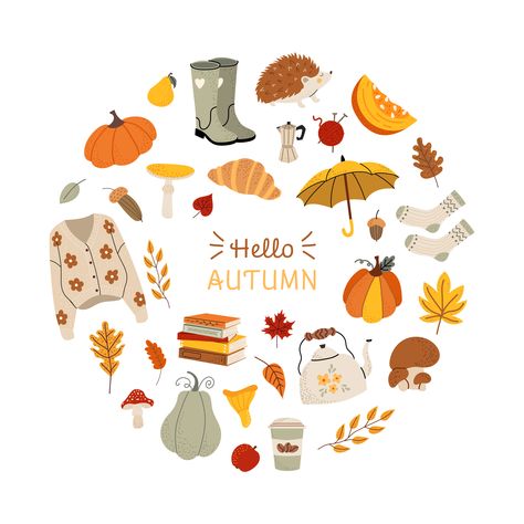 August Illustration, Fall Illustration Art, Fall Season Photography, September Illustration, October Illustration, Fall Illustrations, Autumn Vector, Autumn Doodles, Autumn Prints