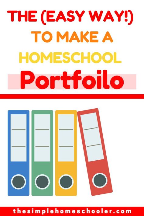 Stressed about how to make a homeschool portfolio? Check out this complete guide to find out everything you need to know to be successful! Includes samples of my real portfolios for my own kids! via @https://www.pinterest.com/thesimplehomeschooler/ Homeschool Portfolio Examples, Homeschool Lesson Planner, Portfolio Cover Design, Homeschool Binder, Homeschool Portfolio, Kindergarten Portfolio, Creating A Portfolio, Homeschooling Resources, Portfolio Covers