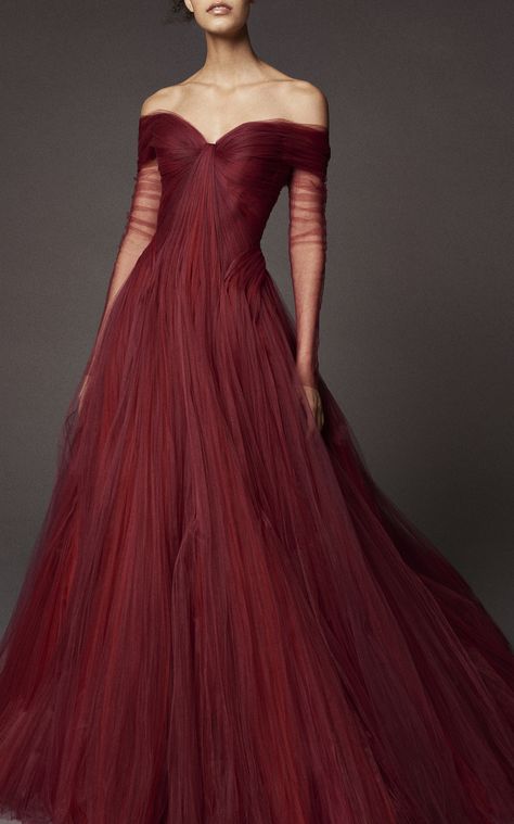 Tulle Ball Gown, Red Dresses, Vestidos Prom, Long Red, Zac Posen, Couture Gowns, Fashion Weeks, Harpers Bazaar, Gorgeous Gowns