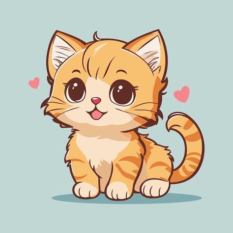 Cat Cartoon Drawing, Kitten Clipart, Cute Cat Cartoon, Cute Cat Art, Cartoon Cat Drawing, Drawings Inspo, Kawaii Cat Drawing, Cartoon Kitten, Kitten Stickers