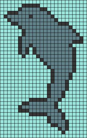 Dolphin Pixel Art, Cross Stitch Map, Dolphin Tail, Crochet Grid, Dolphin Fish, Pony Bead Patterns, Pixel Crochet, Crochet Wall Hangings, Graph Paper Art