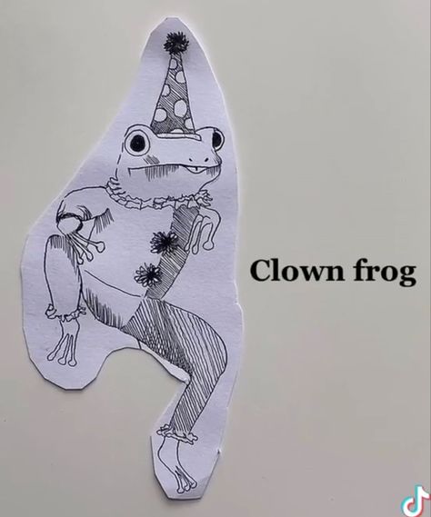 Clown Frog Drawing, Clown Frog Tattoo, Clown Animal Tattoo, Clown Frog, Frog Tattoo, Clown Tattoo, Frog Tattoos, Frog Drawing, Random Art