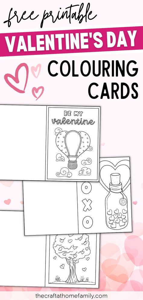 Mockup of Valentine's Day colouring cards with the words "Free Printable Valentine's Day Colouring Cards" Teacher Valentine Cards, Free Valentines Day Cards, Free Valentine Cards, Cute Valentines Day Cards, Free Printable Valentines Cards, Valentine Card Template, Valentines Day Cards Diy, Homemade Valentine, Fun Valentines Day Ideas