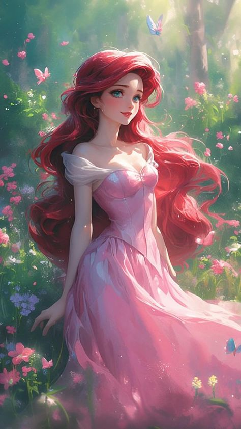 Disney Princess Art Wallpaper, Prinssece Disney, The Little Mermaid Wallpaper, Wallpaper Disney Princess, Good Therapist, Ariel Disney Princess, Ariel Wallpaper, Butterfly Woman, Disney Movie Art