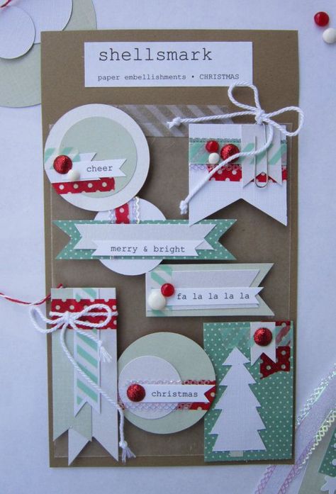 Christmas Embellishments, Scrapbook Embellishments Diy, Embellishment Ideas, Diy Embellishments, Paper Embellishments, Card Candy, Embellishment Diy, Card Embellishments, Candy Cards