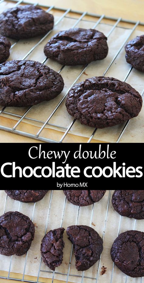 Soft And Chewy Chocolate Cookies, Cookies With Chocolate Chunks, Chewy Double Chocolate Cookies, Chocolate Chocolate Chunk Cookies, Double Chocolate Cookies Chewy, Chewy Double Chocolate Chip Cookies, Chocolate Cookies Cocoa, Chocolate Chewy Cookies, Most Popular Cookies