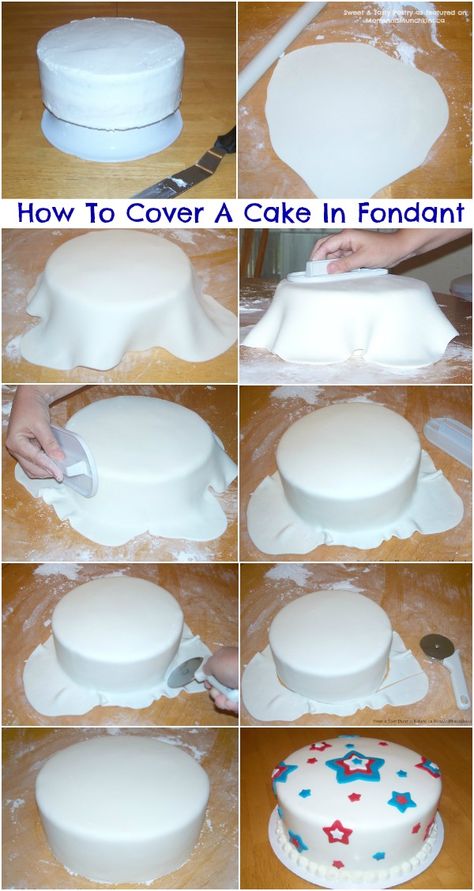 How To Cover A Cake With Fondant Kue Fondant, Cake With Fondant, Fondant Recipe, Cake Decorating For Beginners, Buat Pita, Fondant Tutorial, Fondant Icing, Cake Icing, Cupcake Cake