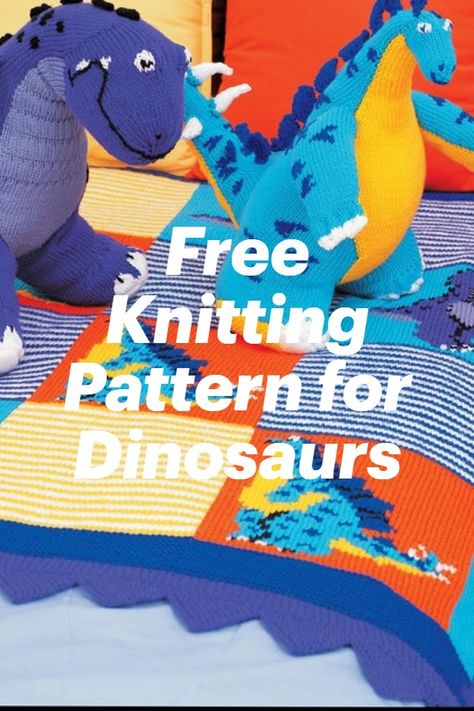 Learn to Knit a Dinosaur Toy and Blanket for the kids #knitting #knit Summer Knitting Projects, Learn Knitting, Winter Knitting Patterns, Knit Afghan Patterns, Fall Knitting Patterns, Free Baby Blanket Patterns, Summer Knitting Patterns, Dinosaur Blanket, Colorful Blanket