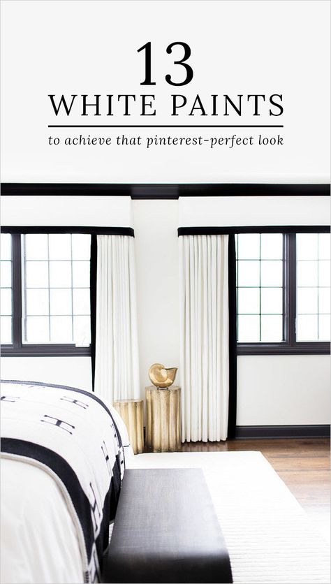 These are tried and true white paint colors that work from designers that we love and their projects that we've favorited time and again. Style Me Pretty Living, Best White Paint, Be Design, Black And White Interior, White Paint Colors, Black And White Decor, Bedroom Windows, Trendy Bedroom, Window Trim