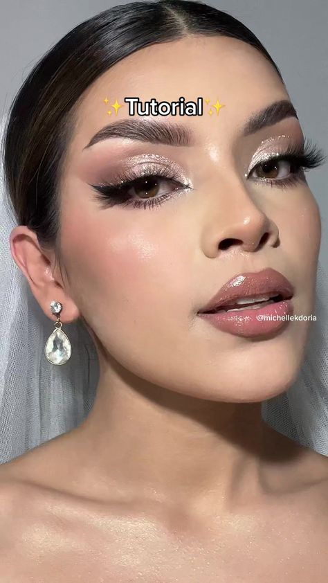 TikTok · michellekdoria 🌸Makeup•beauty Mehndi Makeup, Asian Wedding Makeup, Quinceanera Makeup, Glittery Eyeshadow, Silver Makeup, Party Makeup Looks, Glam Wedding Makeup, Formal Makeup, Birthday Makeup